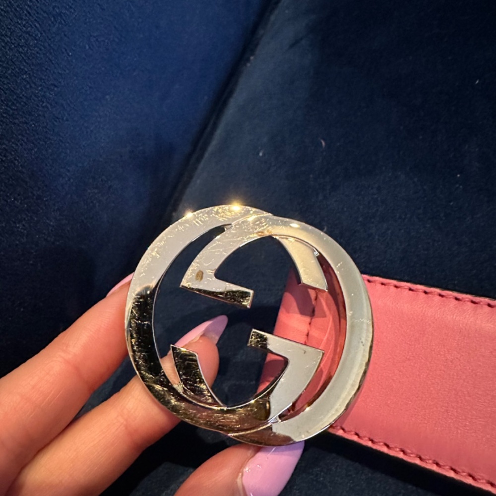 100% AUTHENTIC GUCCI BELT DARK PINK GOLD CLASP - Picture 5 of 6